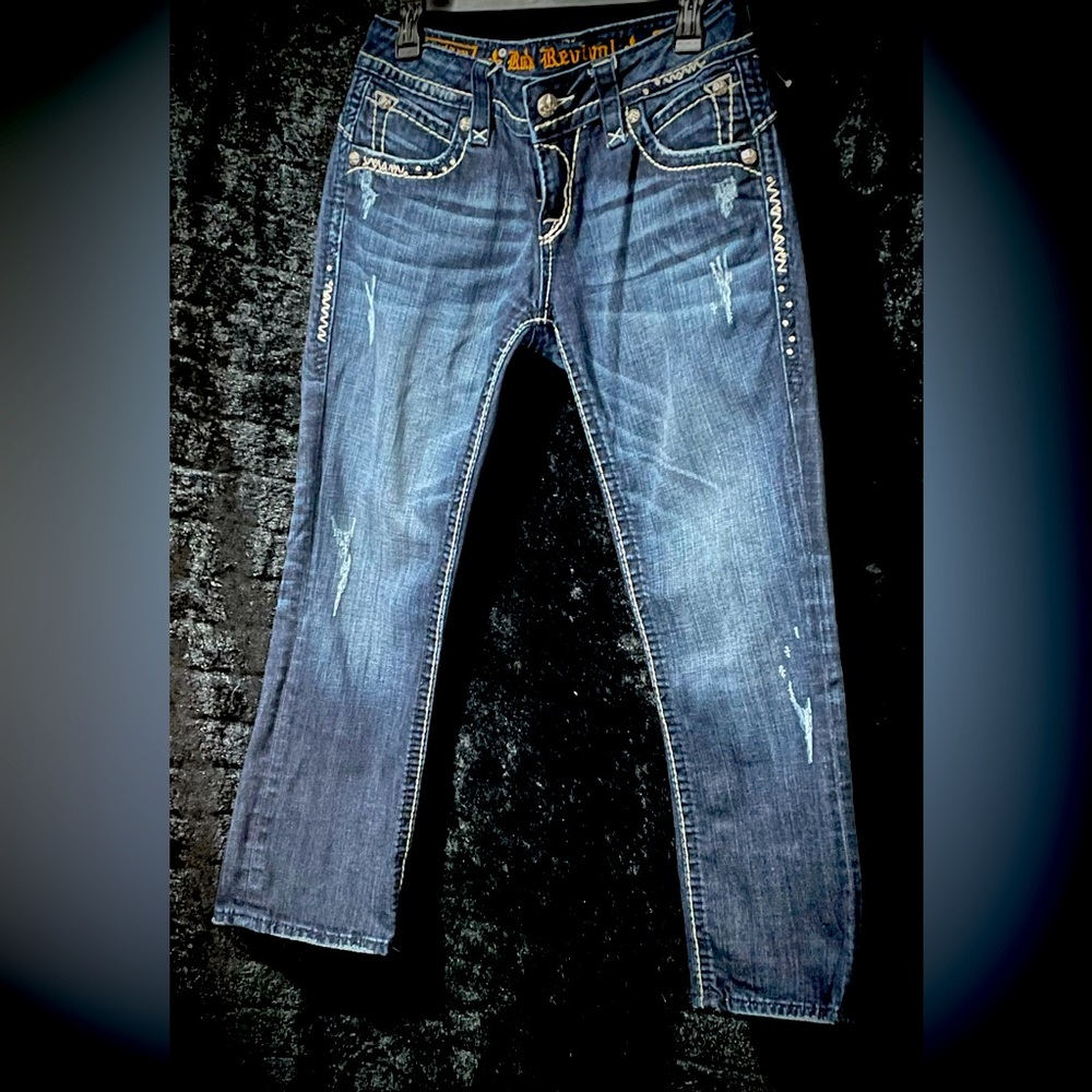 Rock Revival Dark Blue Distressed Jeans
